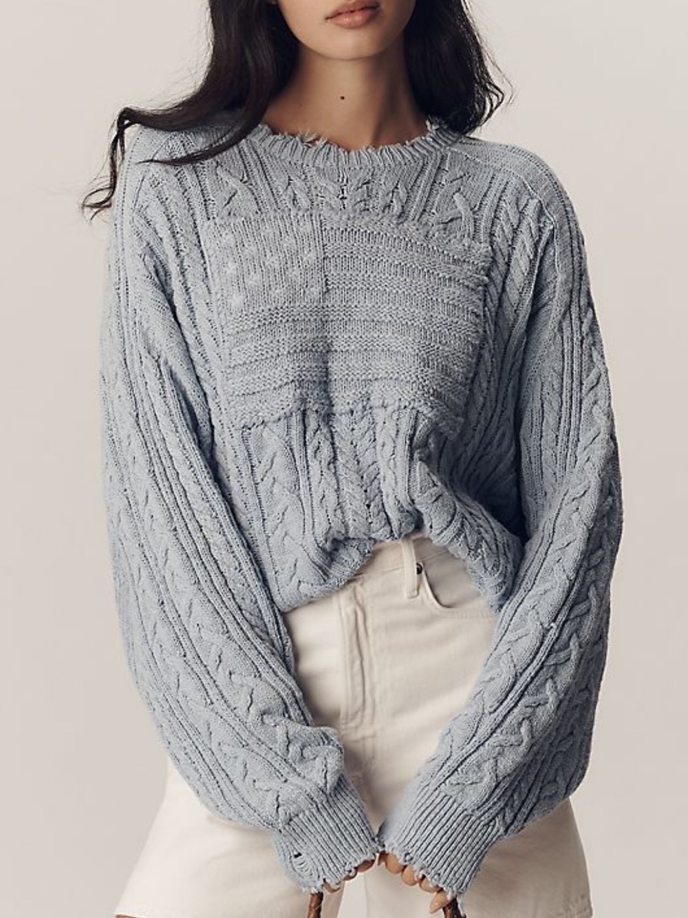 NWOT Denimist x Anthropologie Oversized Cropped American Flag Sweater in Blue